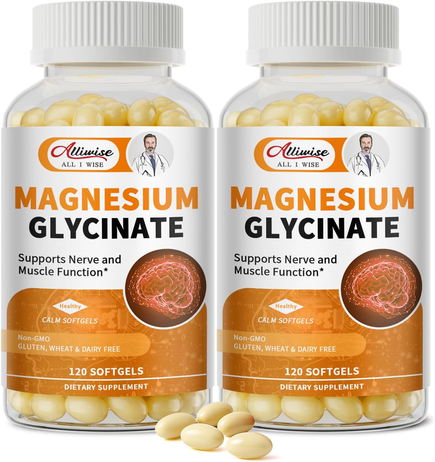 2pack Magnesium Glycinate 400mg Softgels with Vitamin D3 & B6,240count | High Absorption Magnesium Glycinate, Easy to Swallow Small Softgels, Gentle Support for Sleep, Muscle & Calm