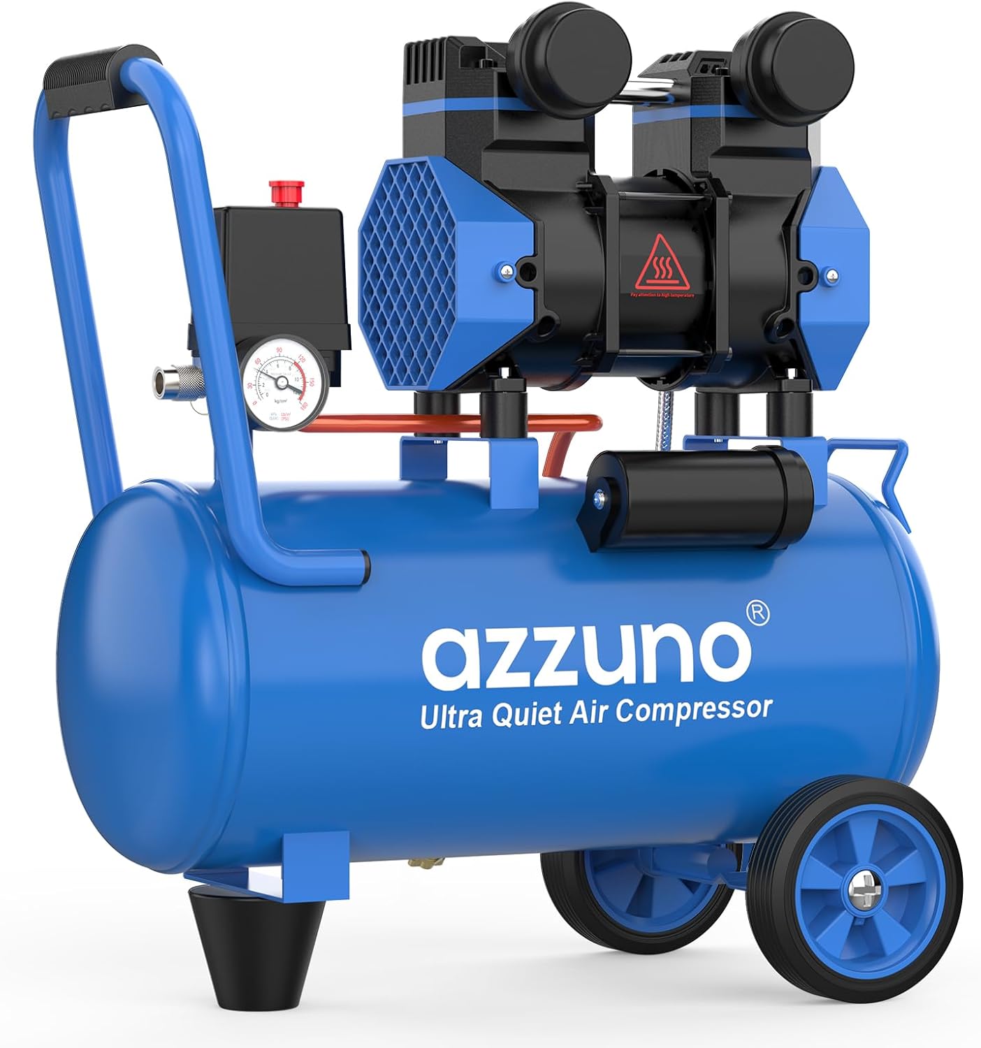 AZZUNO 8 Gallon Air Compressor, 4.2CFM@90PSI Oil Free Air Compressor Tank & Max.145PSI Pressure, 70 dB Ultra Quiet Compressor for Auto Repair, Tire Inflation, Spray Painting, Woodwork Nailing