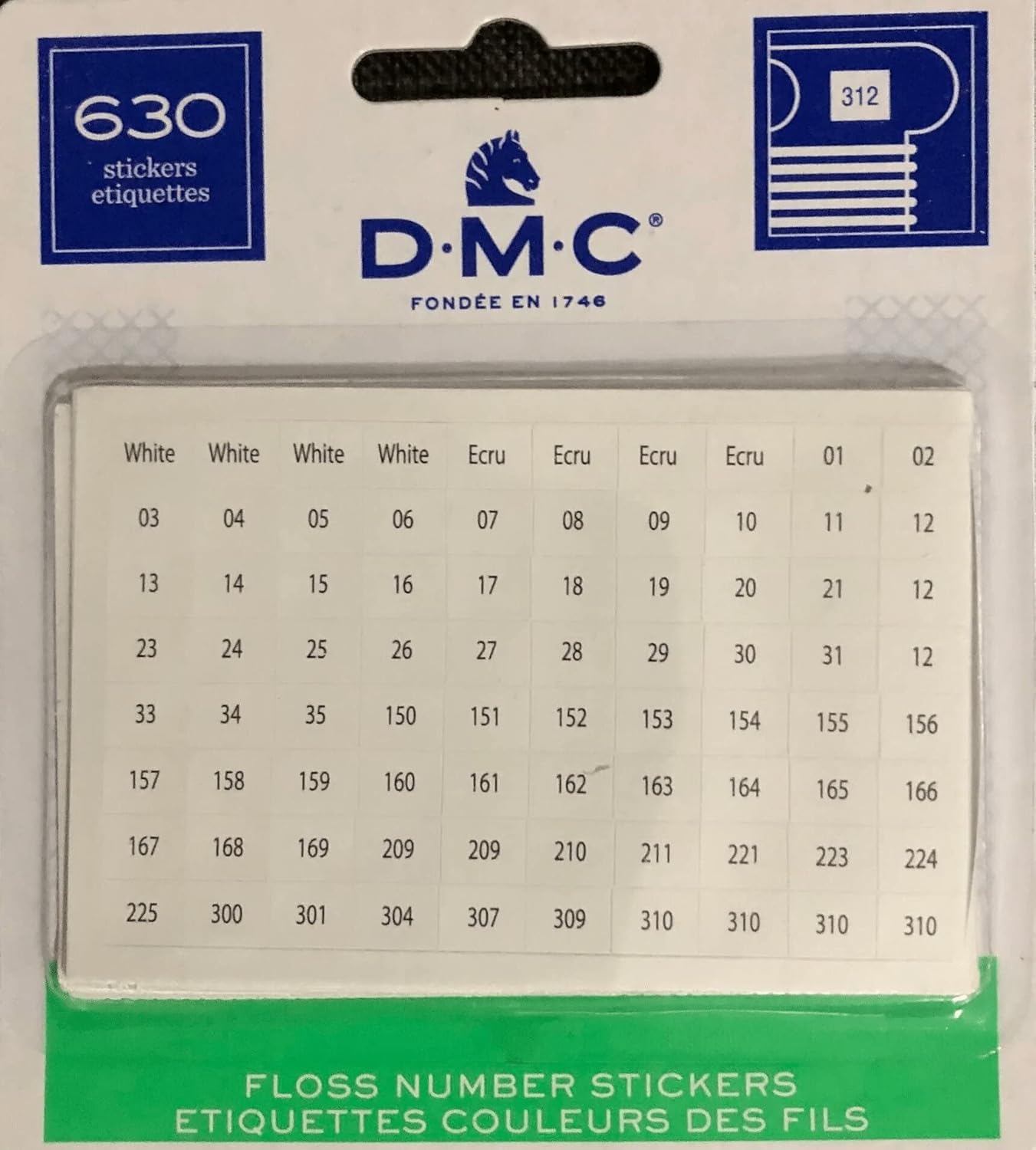 DMC Floss Number Stickers, 630/Pkg