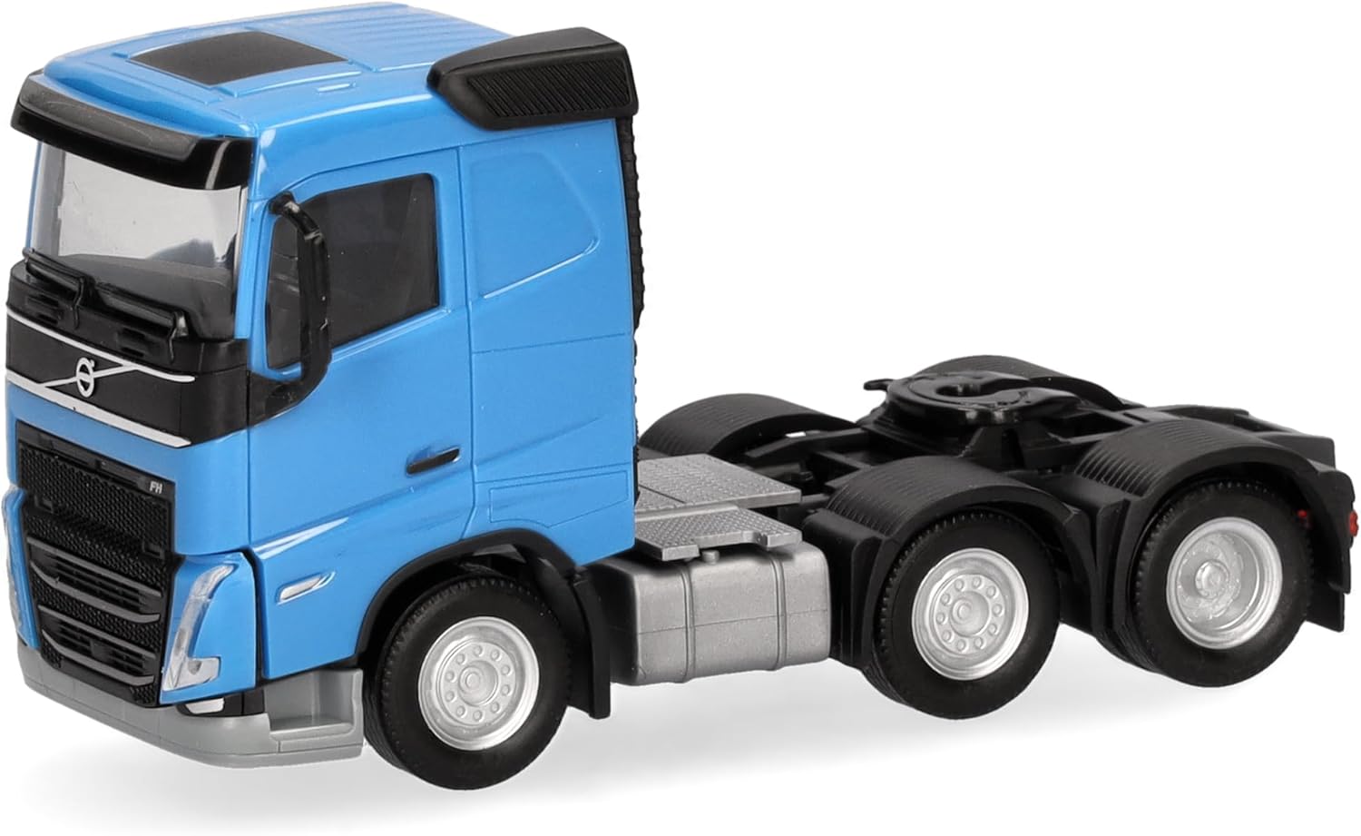 Herpa truck model Volvo FH flat roof tractor 3-axle (6x2), sky blue, 1:87 scale miniature, collector’s item, Made in Germany, plastic