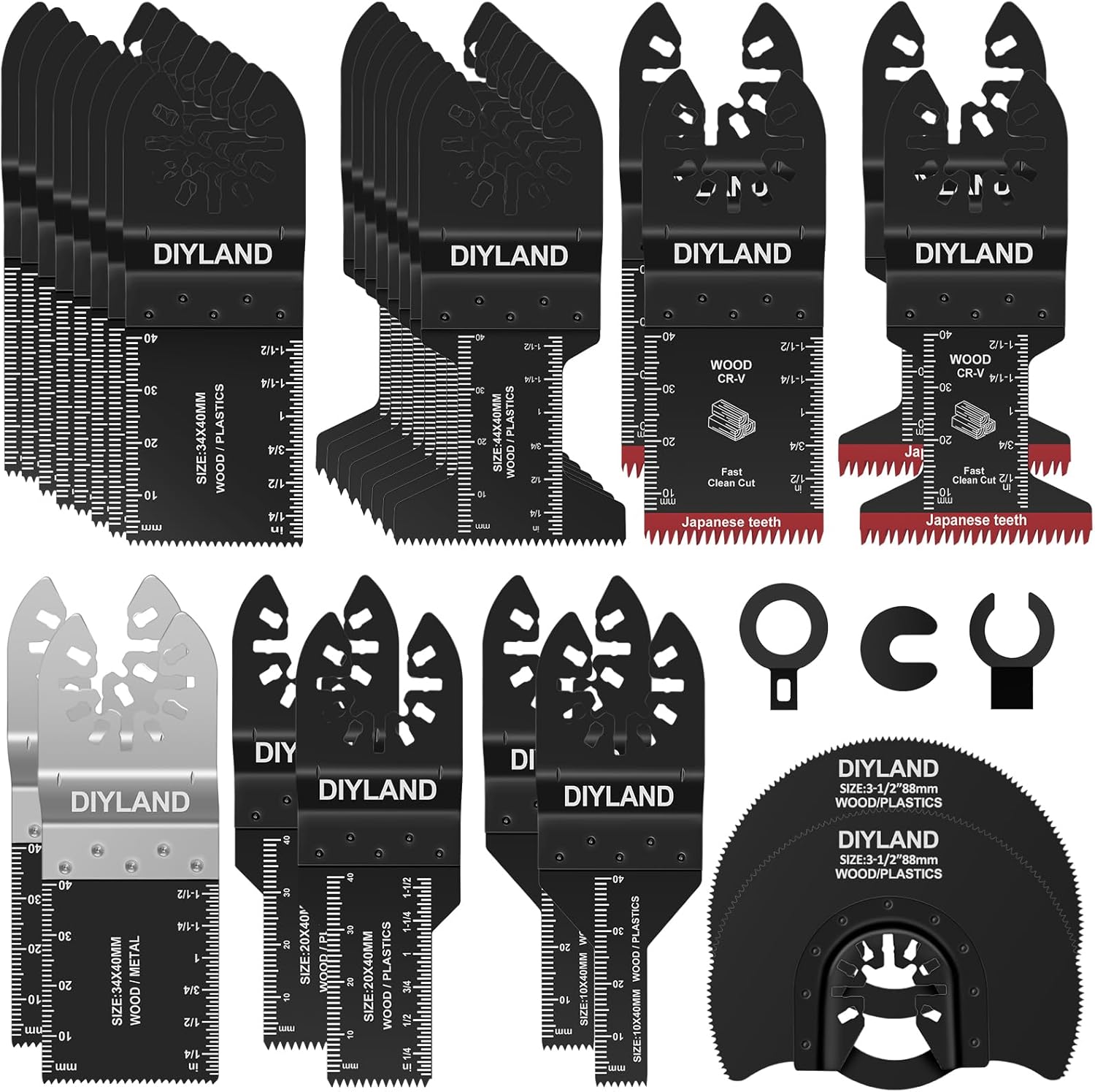 DIYLAND 31PCS Multi Tool Blade Set, Universal Oscillating Saw Blades, Oscillating Tool Accessories for Wood Metal Cutting, Multitool Blades fit Makita, Milwaukee, Dremel, Ryobi and More