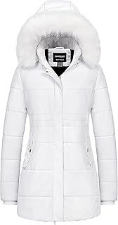Chrisuno Women's Winter Warm Coats Puffer Jacket Long Drawstring Waterproof Snow Parka With Removable Faux Fur Trim Hood