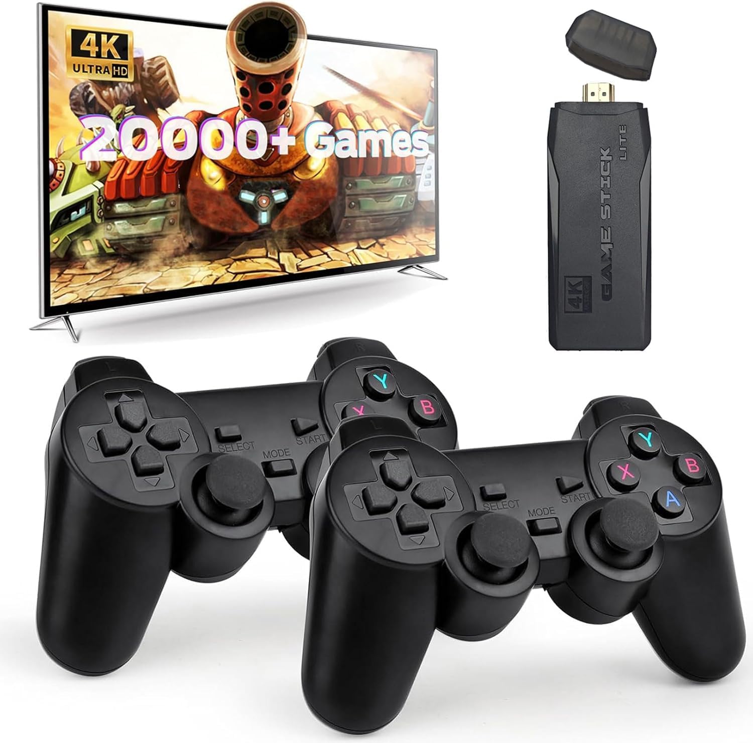 Retro Game Console, Wireless Retro Game Stick, Revisit Video Games with Built-in 9 Emulators, 20040+ Games, HDMI Output, and Dual 2.4GHz Wireless Game Stick, for TV Plug and Play (64G)