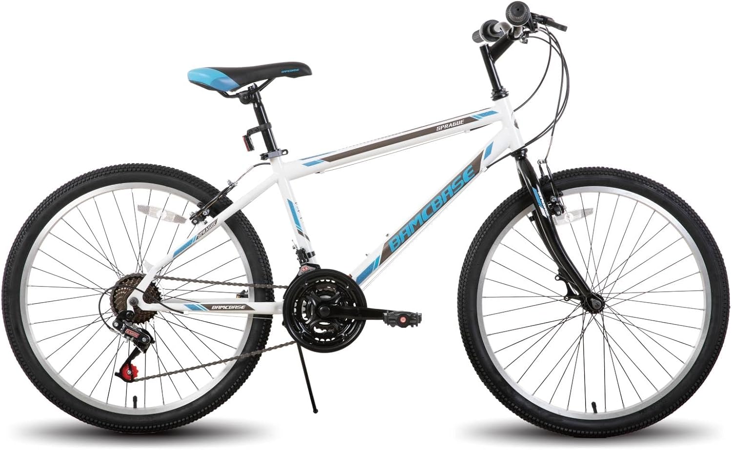 HILAND 24 26 Inch Adult Hybrid Bike, 21 Speed Commuter Bicycle, Mountain Bicycle for Women and Men with, High-Carbon Steel Lightweight Frame Urban Bike