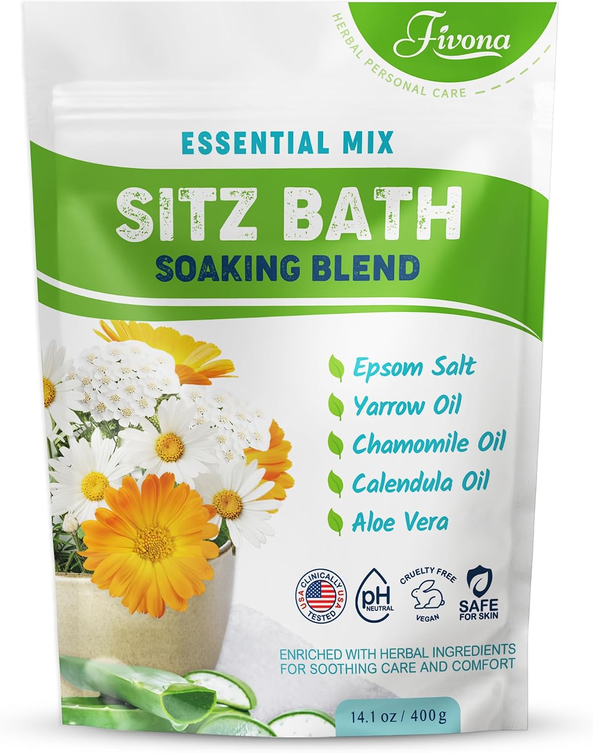 Hemorrhoid Treatment Sitz Bath Salt Natural Soaking Blend - Epsom Salt with Pure Essentials Oils for Fissure, Postpartum Care, Bartholin Cyst Treatment - Essential Mix for Self Care