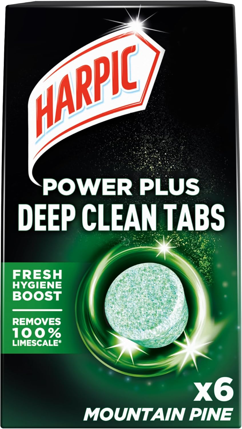 Harpic Power Plus Deep Cleaning Toilet Tablets, Mountain Pine, Pack 1 x 6 Tablets, Deep Clean Without Scrubbing, Removes 100% Limescale, Toilet Cleaner