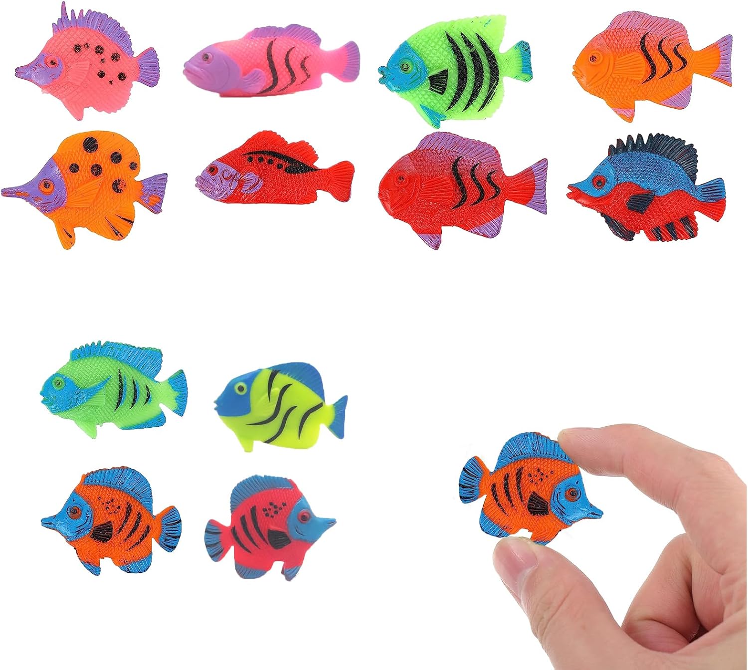 12 Pcs Tropical Fish Toys, Mini Plastic Fish Toys, Goldfish Model Toy, Fish Tank Landscape Decorative Ornaments, Mini Animals Toy Set for Boys, Girls, Kids Fish Tank Decoration