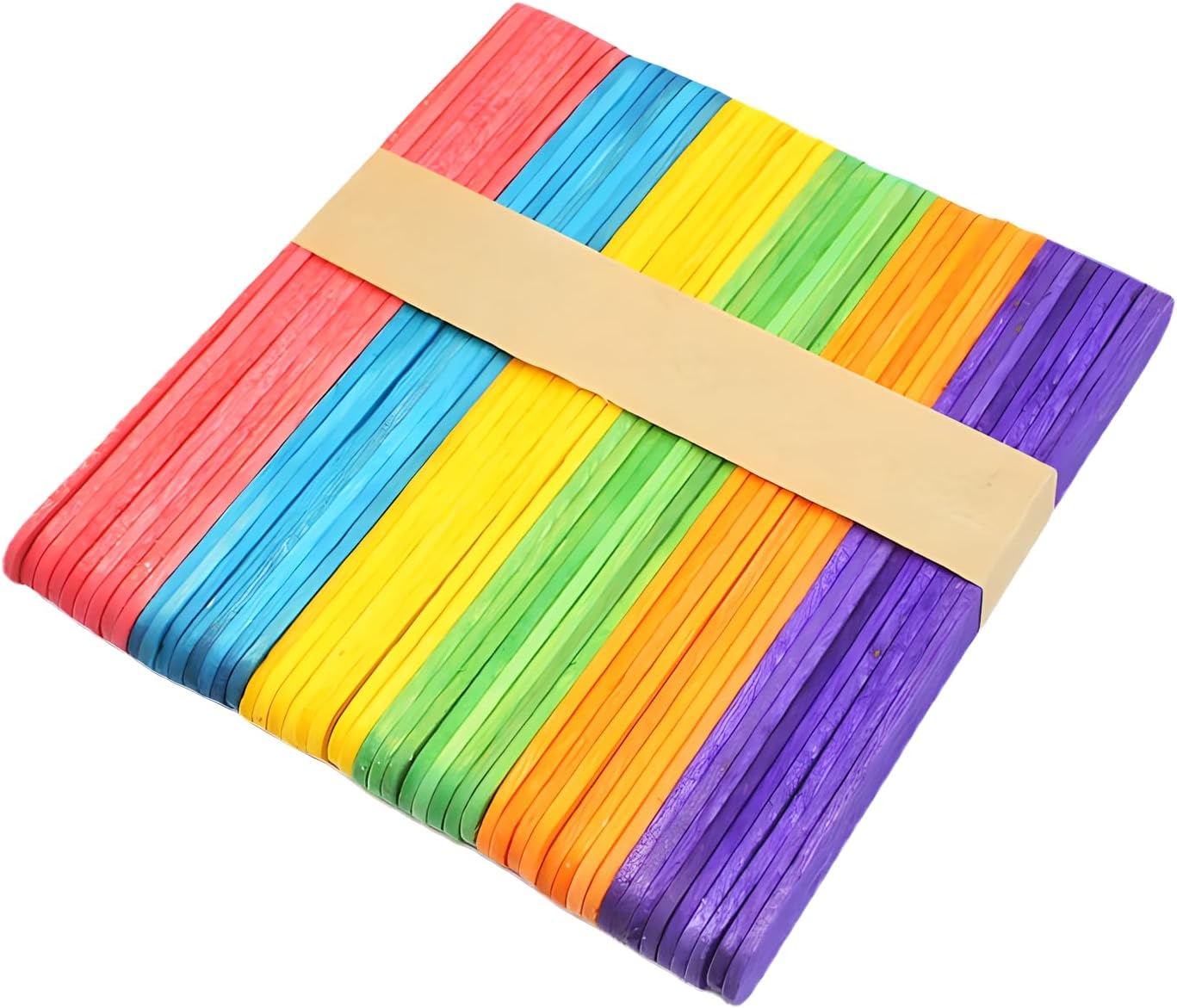 Colorful Wooden Craft Sticks for Kids - 50-Pack Safe Edges DIY Materials for Arts, Crafts & Learning Activities