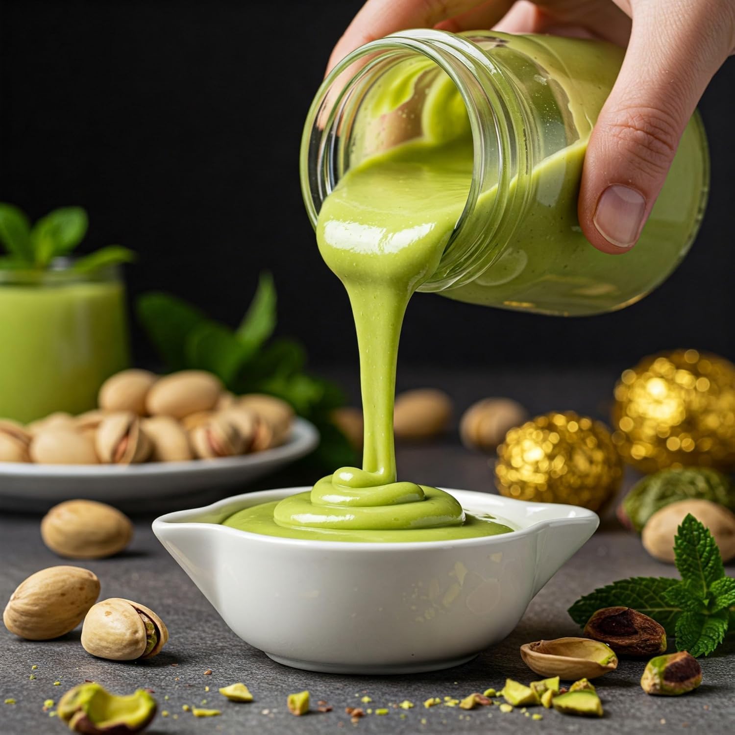 UNIQBITE Pistachio Cream, Natural Sweet Pistachio Butter Spread Paste for Dubai Chocolate Bar, No Palm-Oil, 7 oz (200g)