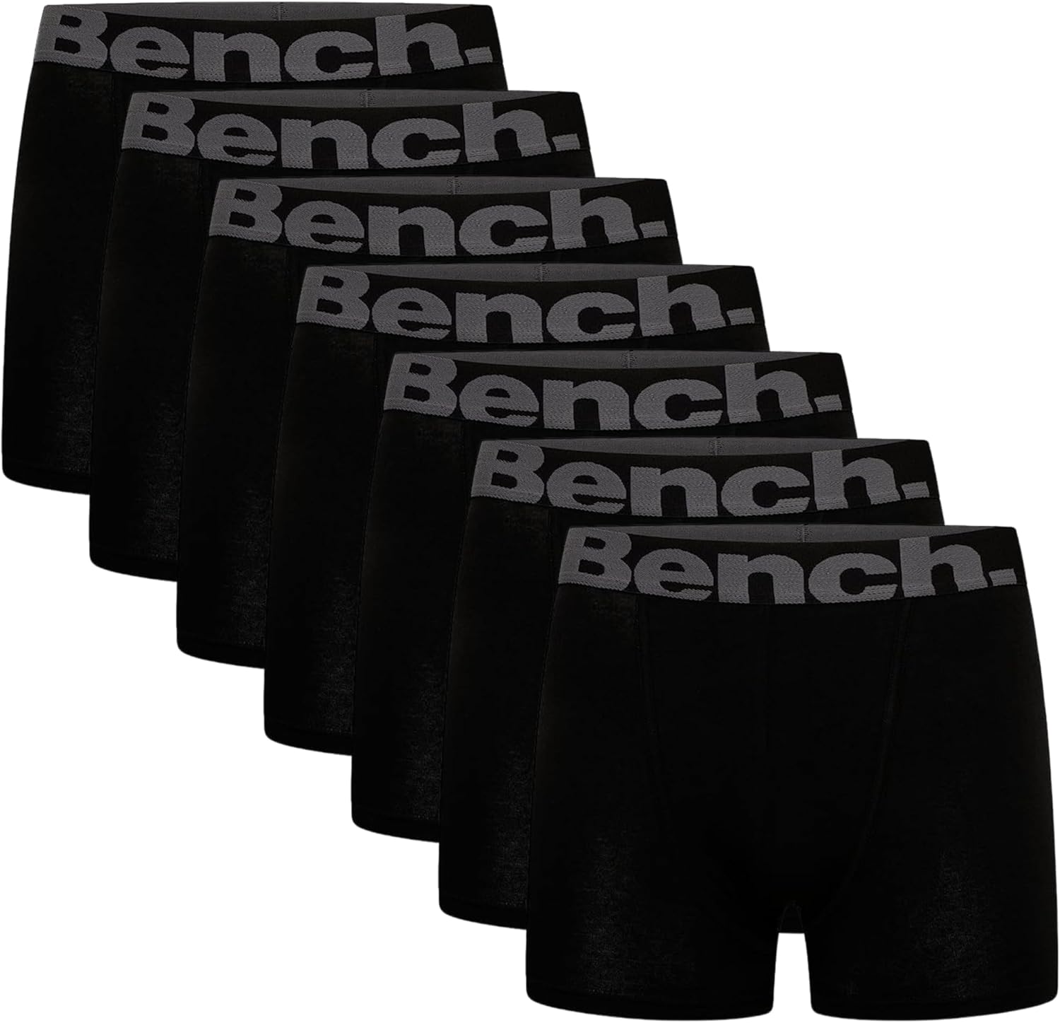 BENCH Men's Suttonia Boxer Short Multipack, Black, Elasticated Logo Waistband, 7 Pack, Super Soft, Premium Cotton Blend, Comfortable Men's Underwear, Medium