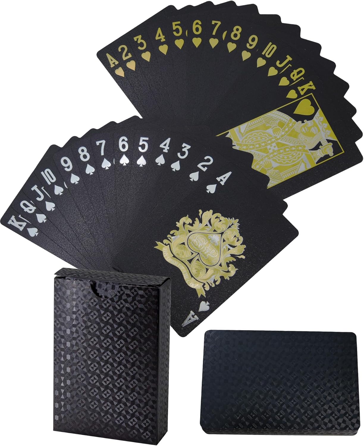 Black Plastic Playing Cards 54 Pieces, Family Entertainment Waterproof Poker for Gifts and Parties (Black Diamond)