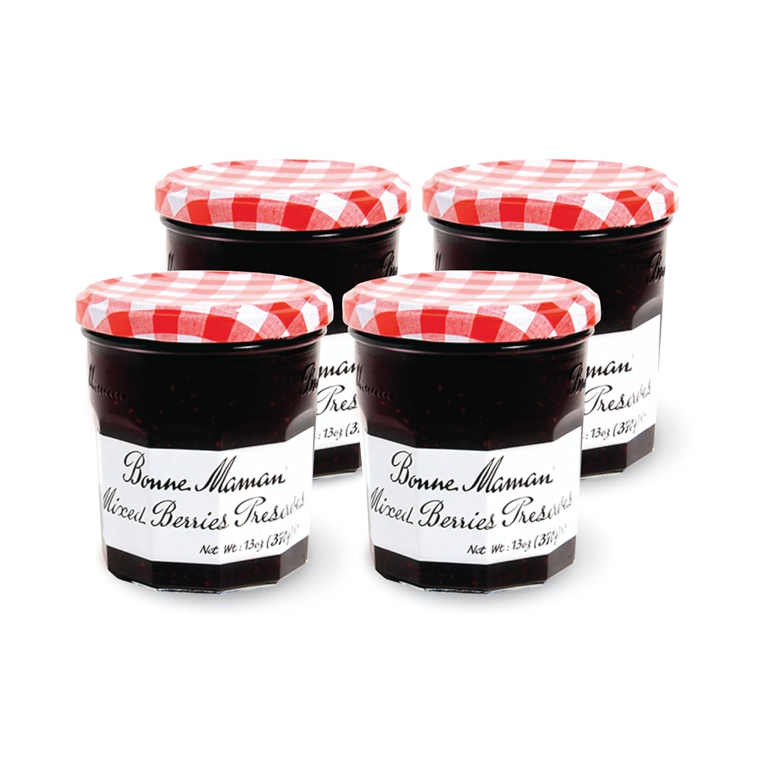 Bonne Maman Mixed Berry Preserves, 13 oz Glass Jars (Pack of 4) – Non-GMO, Made with Simple Ingredients