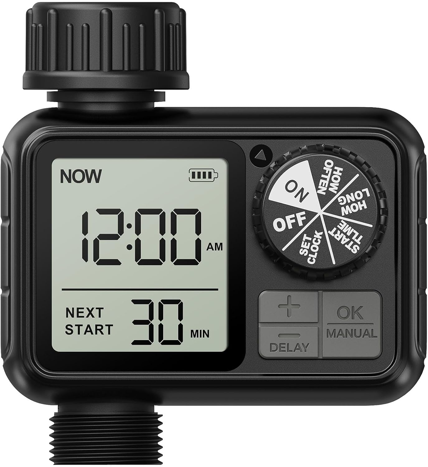 Water Timers for irrigation, Hose Timer with Rain Delay/Automatic & Manual Mode, Sprinkler Timer for Garden IPX5 Waterproof/Large Screen LCD Display