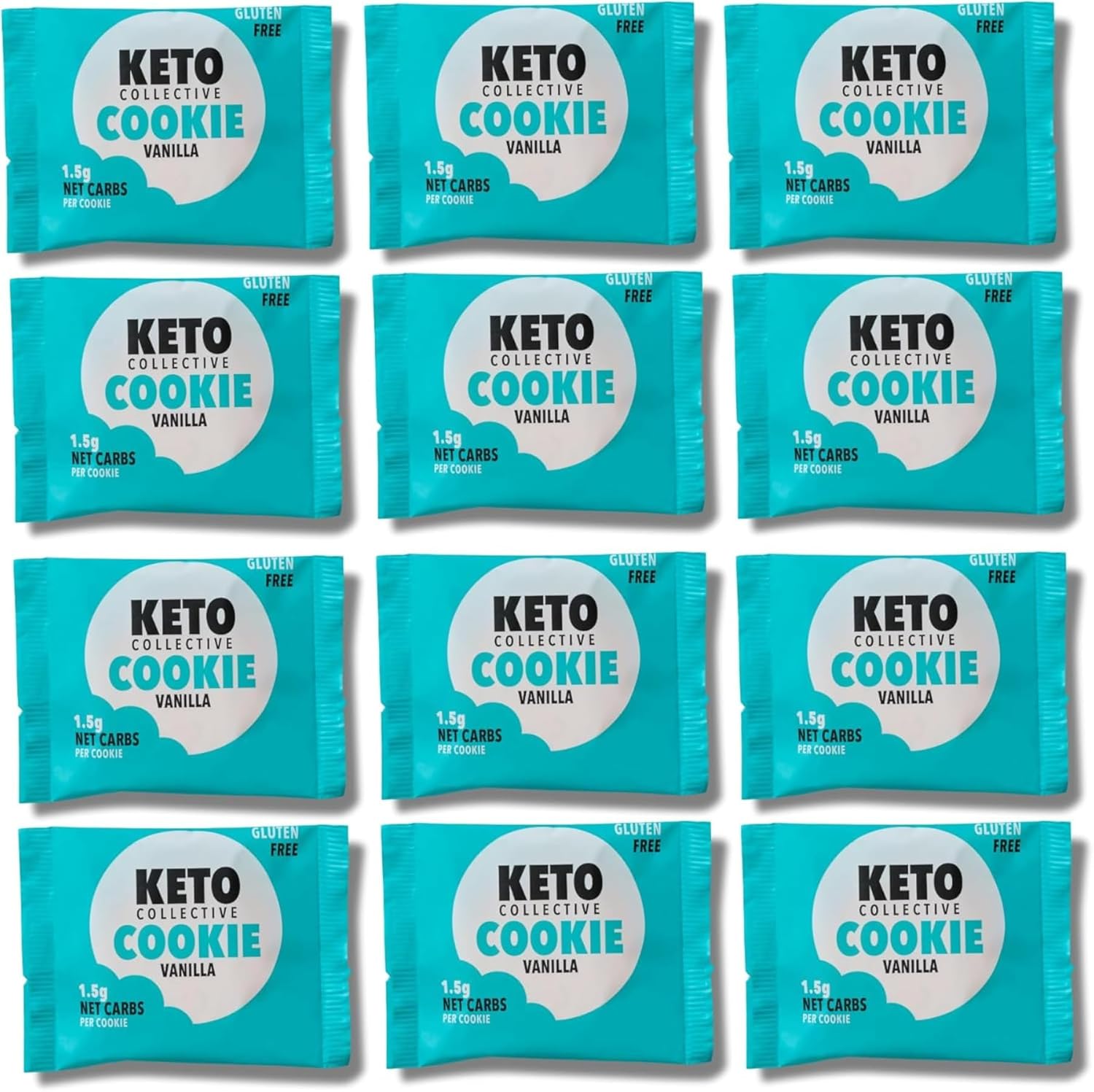Keto Collective Keto Cookies I 1.5g Net Carbs I 30g x 12 I Keto Snacks I Low Sugar I Made with Real Butter I High Fibre I Low Carb Snacks, Gluten Free Cookies (Vanilla)