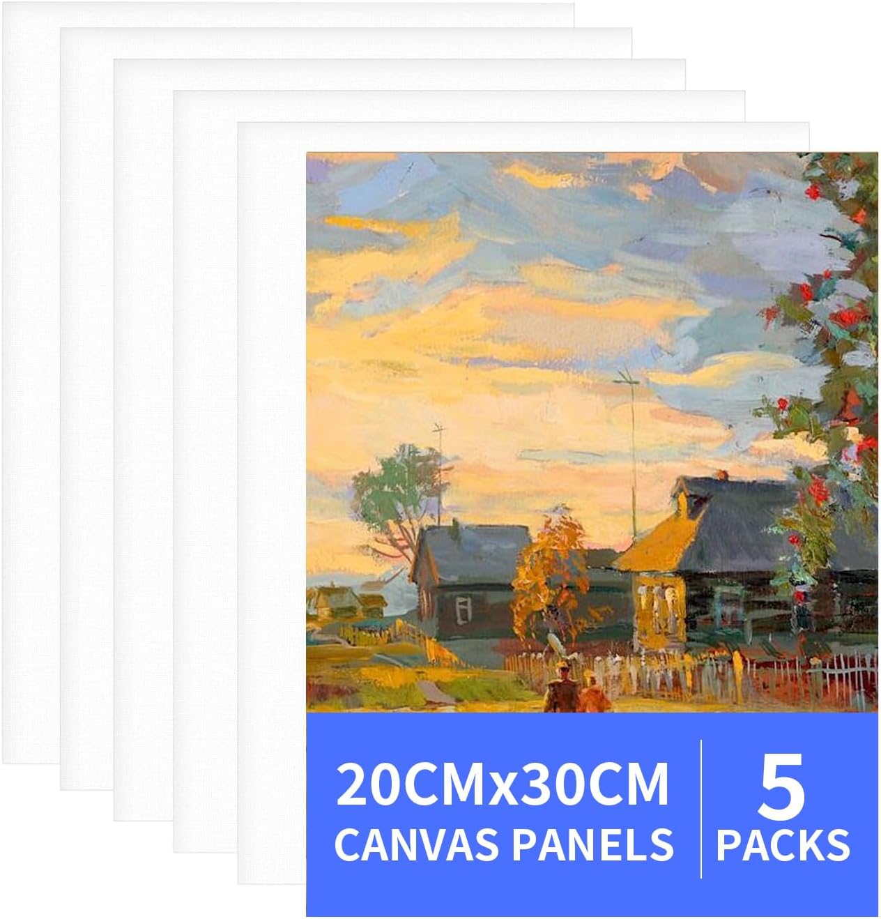 5 Pack 20x30cm (8" x 11.9") Premium Blank Canvas Panels for Painting Ideal for Acrylic, Oil, Watercolor – Perfect for Artists, Beginners and Hobbyists