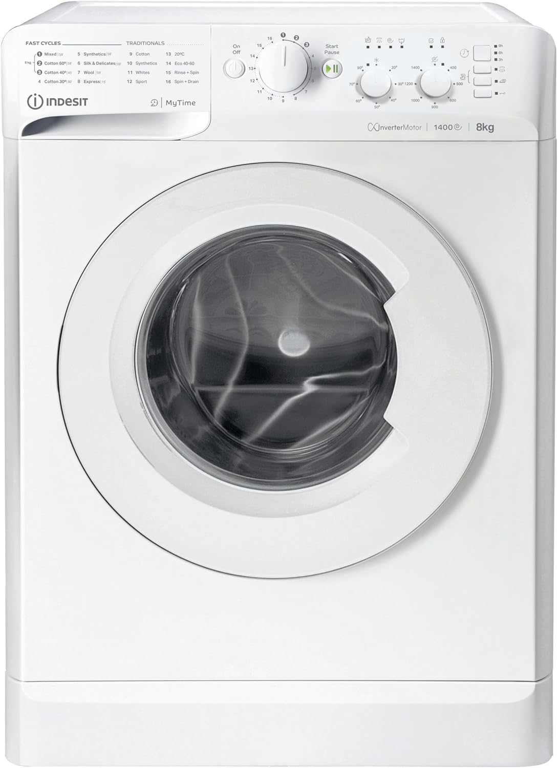 Indesit MyTime Washing Machine - White - 8kg - 1400rpm - B Rated - MTWC 81495 W UK