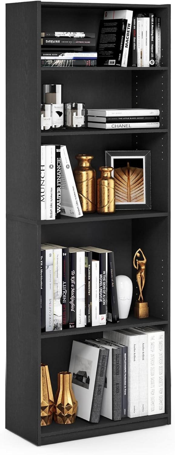 Furinno JAYA Simply Home 5-Shelf Bookcase, Black, Blackwood
