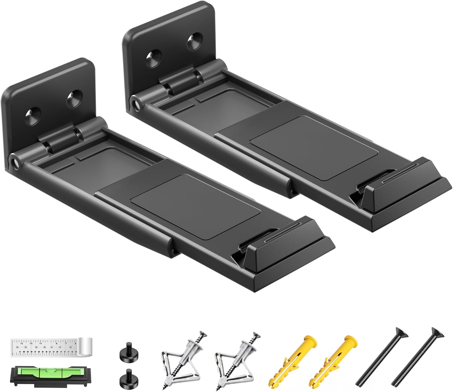 ELETIUO Soundbar Mount,Universal Dual Soundbar Wall Brackets Hold up to 30 Lbs, Adjustable & Extendable from 3.5”-6.1”,Compatible with Samsung,Vizio,Sony,Vizio,LG,JBL and More Sound Bars,Black