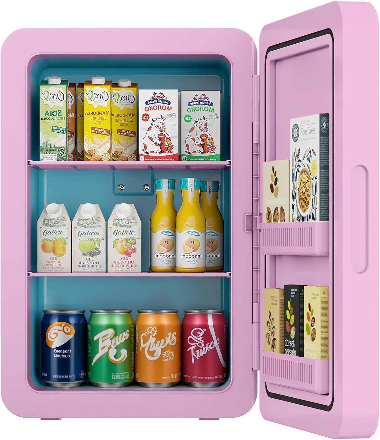 Mini Fridge 22L/ 30 Cans Cooler and Warmer Portable Mini Fridge for Bedrooms with Adjustable Shelves, AC+12V DC Small Fridges for Car, Office, Travel, Skincare, Cosmetics, Drinks (Pink)