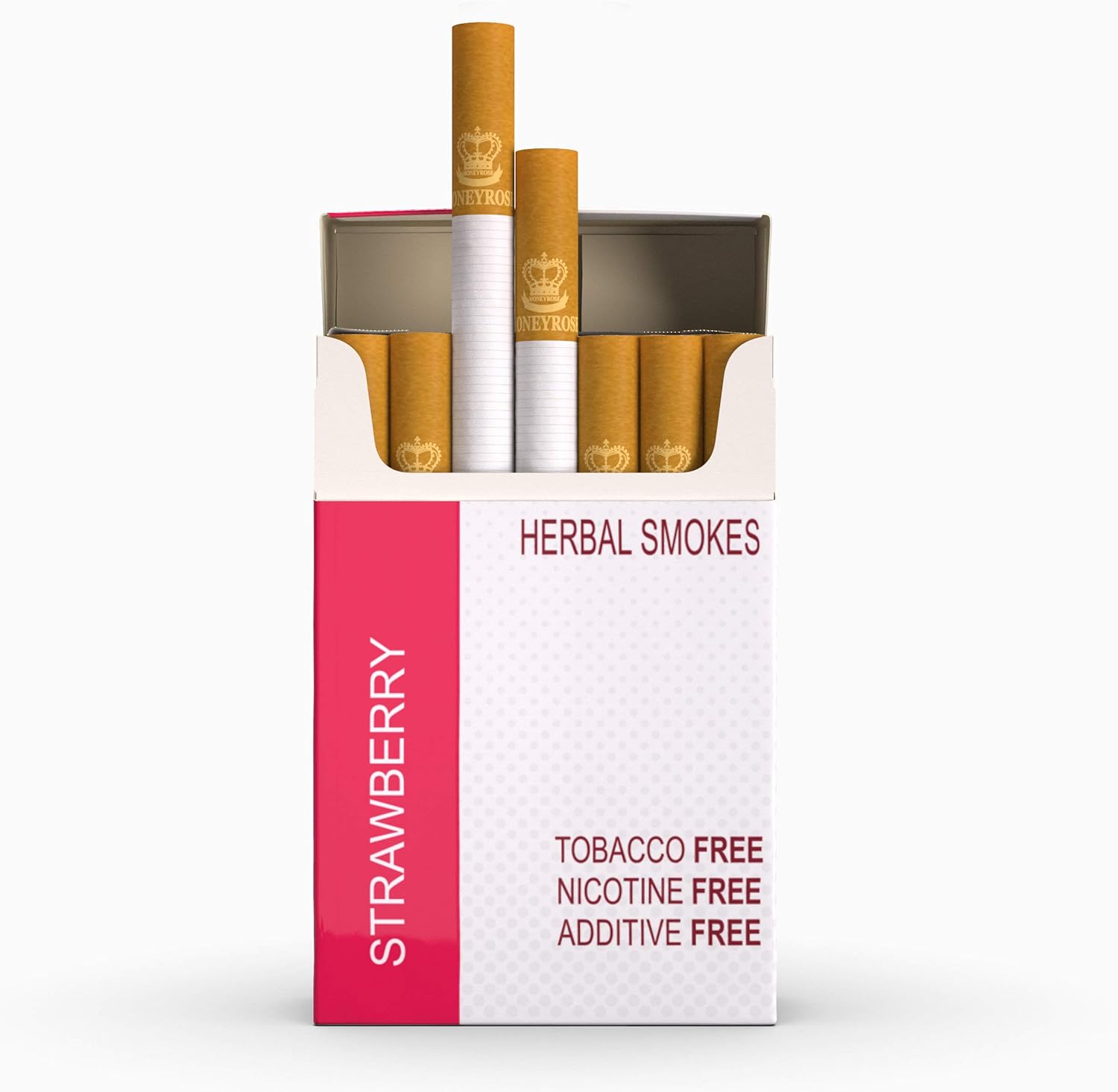 Honeyrose STRAWBERRY - Tobacco & Nicotine Free Herbal Cigarettes, Made in England, Free Shipping!