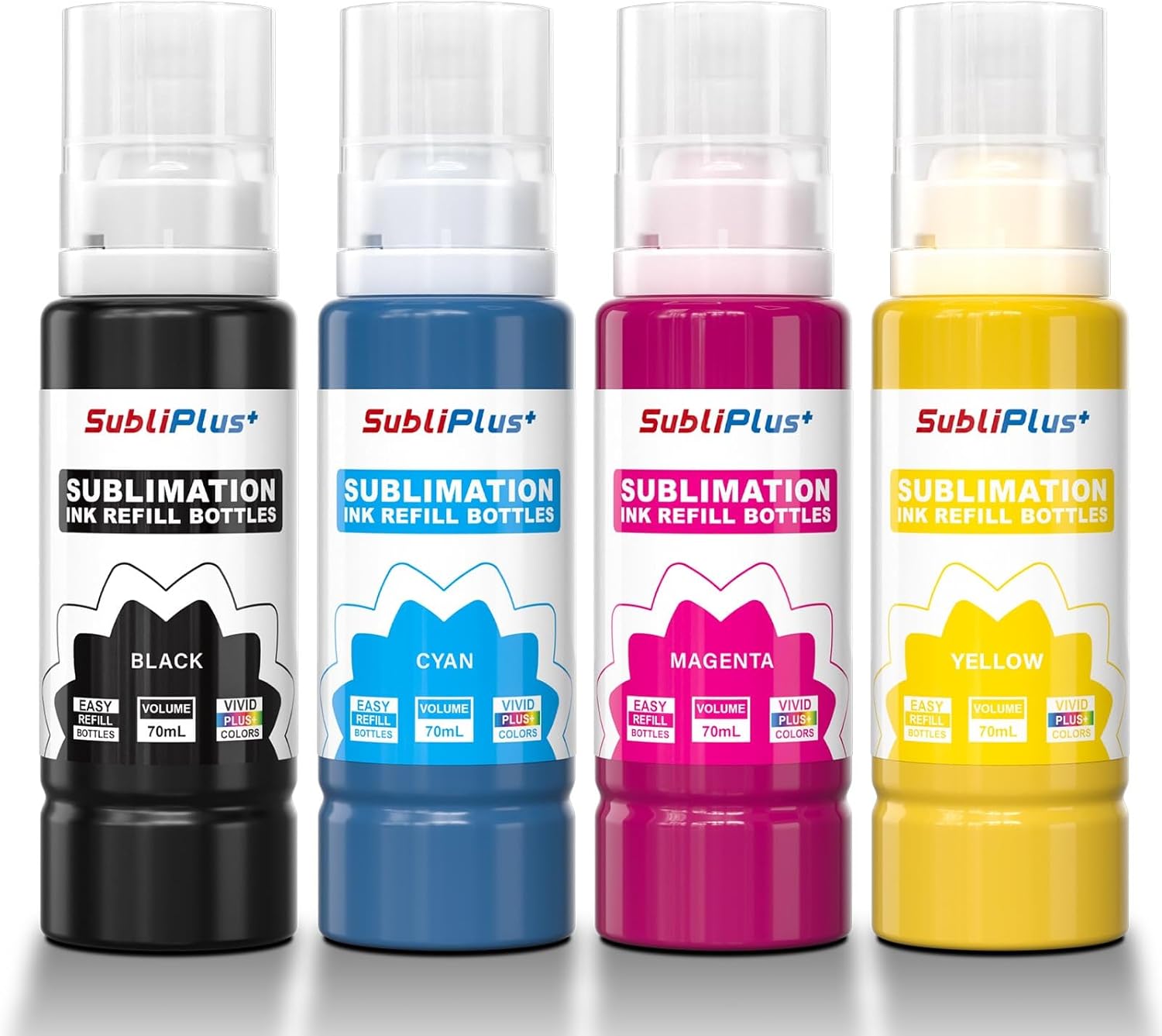 Sublimation Ink for Eco Tank Printer, Sublimation Ink Refill Bottles Compatible for ET-1810 ET-2850 ET-2860 ET-2870 ET-2876 ET-2820 ET-15000 ET-14000 ET-4800 ET-2760 ET-2800 Printer（KCMY）