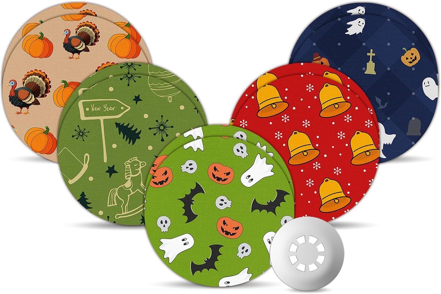 Libre 3 Sensor Covers Waterproof Christmas, Amolyfe 10-Pack Freestyle Libre 3 Covers, Bump-Proof with Hard Cap, Waterproof Breathable Medical CGM Adhesive Patches, 14-Day CGM Protection
