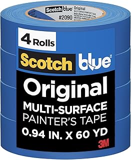 ScotchBlue Original Multi-Surface Painter's Tape, 0.94 Inches x 60 Yards, 4 Rolls, Blue, Paint Tape Protects Surfaces and Removes Easily, Multi-Surface Painting Tape for Indoor and Outdoor Use