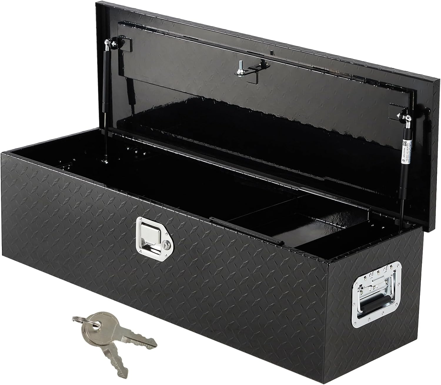 48 Inch Aluminum Truck Tool Box, Truck Bed Storage Box with Security Lock and Wider Handles, Heavy Duty Waterproof Tool Box Organizer Chest for Pick Up Truck Rv Trailer - Black