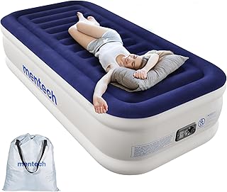 Twin Air Mattress with Built in Pump, 18'' X-Long Luxury Comfort Raised Blow Up Mattress, Upgraded Fast 3 Mins Self Inflatable Mattress with Storage Bag, Portable Air Bed for Camping, Home & Guests