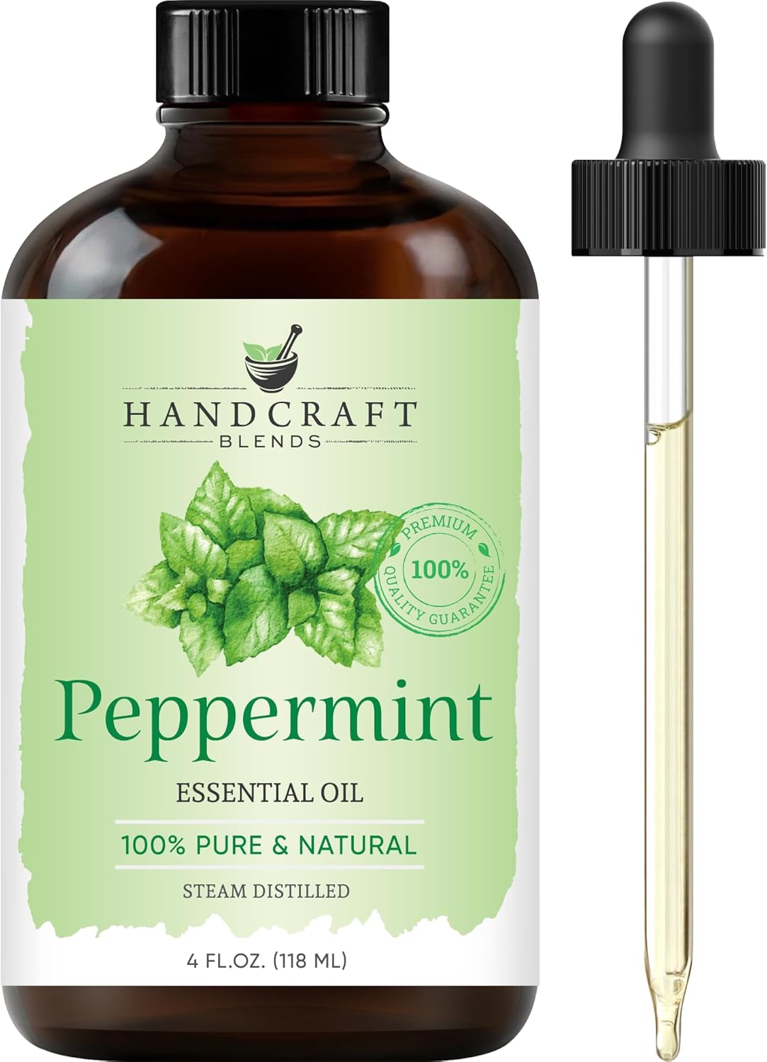 Handcraft Blends Peppermint Essential Oil - Huge 4 Fl Oz - 100% Pure and Natural - Premium Grade Essential Oil for Diffuser and Aromatherapy, and DIY Soap Making