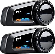 FODSPORTS Motorcycle Bluetooth Headset 2 Pack FX6 1000M 6 Riders Group Motorcycle Intercom Universal Bluetooth Motorcycle Helmet Communication System Voice Command 2 Port Design