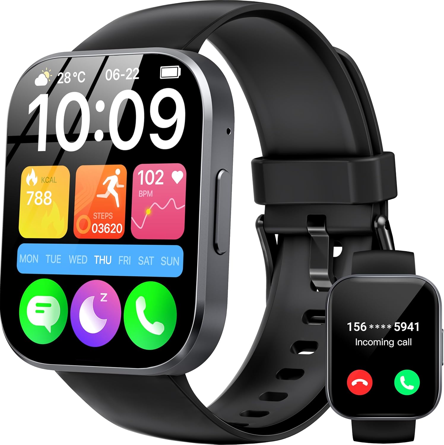 OUKITEL Smart Watch for Men Women (Answer/Make Calls), 1.91" HD Screen Fitness Watch with Sleep/Heart Rate/Step Monitor, 140+Sport Modes Smartwatch, IP68 Waterproof, Smart Watches for Android iOS