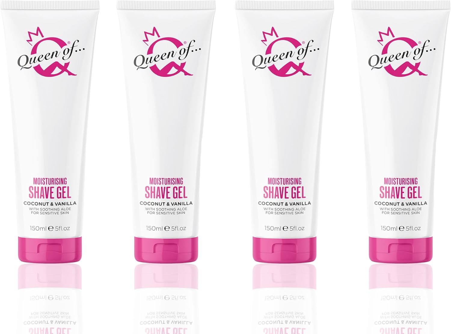 Queen of Ooh la la! Coconut and Vanilla Womens Shaving Gel, Sensitive Moisturising Shaving Cream For Women, 4x150ml