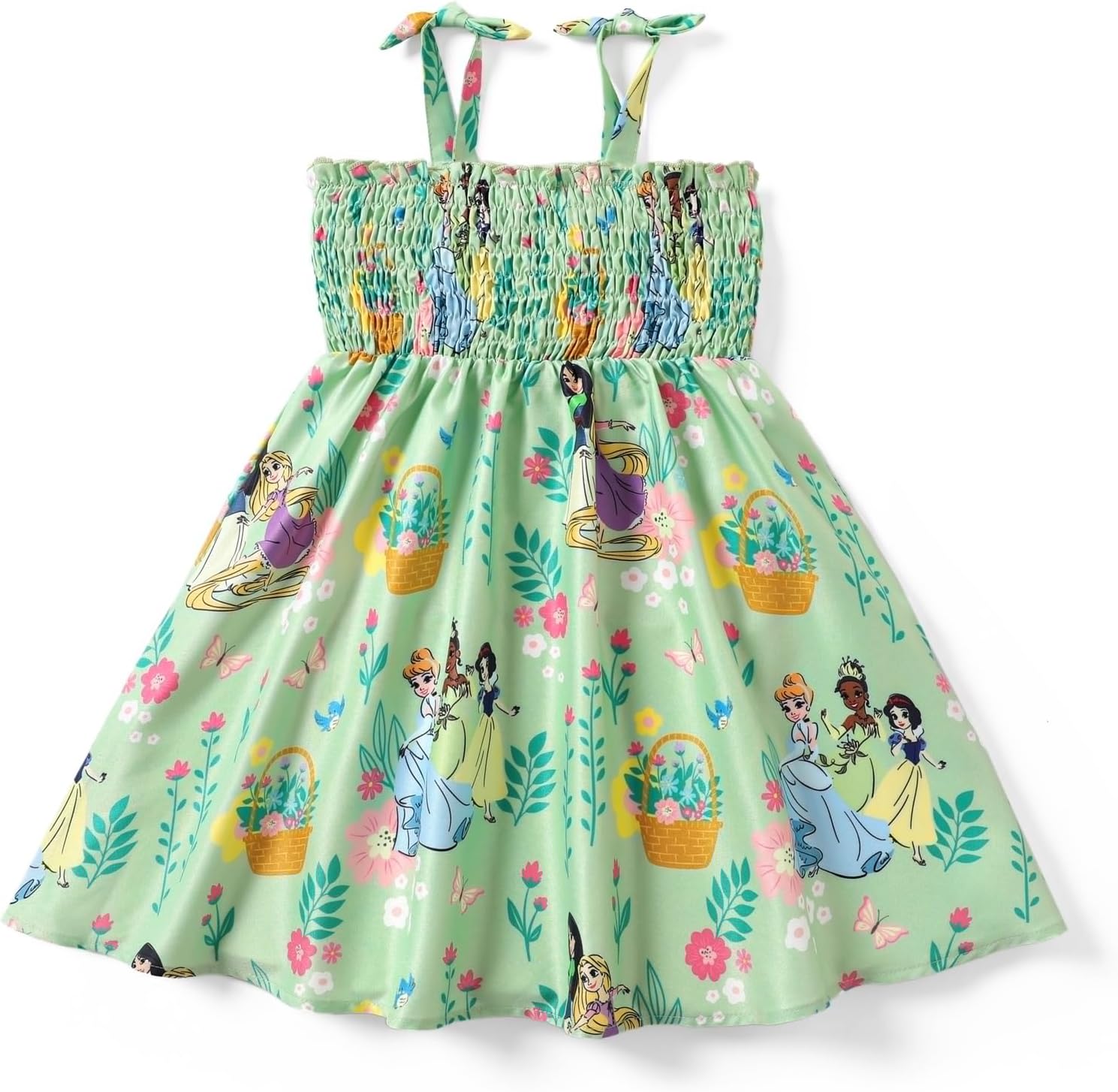 Disney Princess Frozen Elsa Minnie Mouse Toddler Girl Dress Bow Strap Smocked Summer Outfit Birthday Party Clothes 2-6 Years