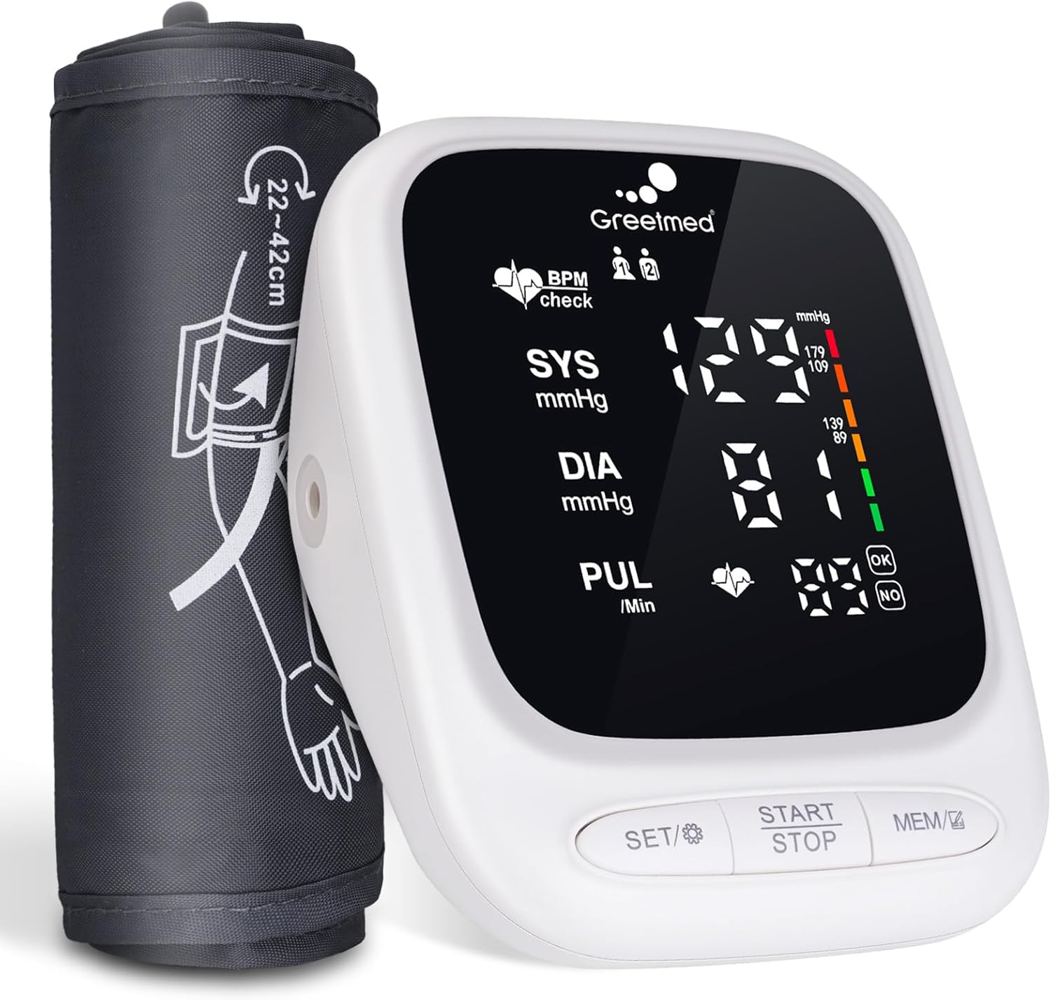 Blood Pressure Monitor Upper Arm Automatic Talking Blood Pressure Cuff, Rechargeable Blood Pressure Monitors for Home Use, Digital Led Display Adjustable 8.7"-16.5" Large Bp Cuff Dual User Model