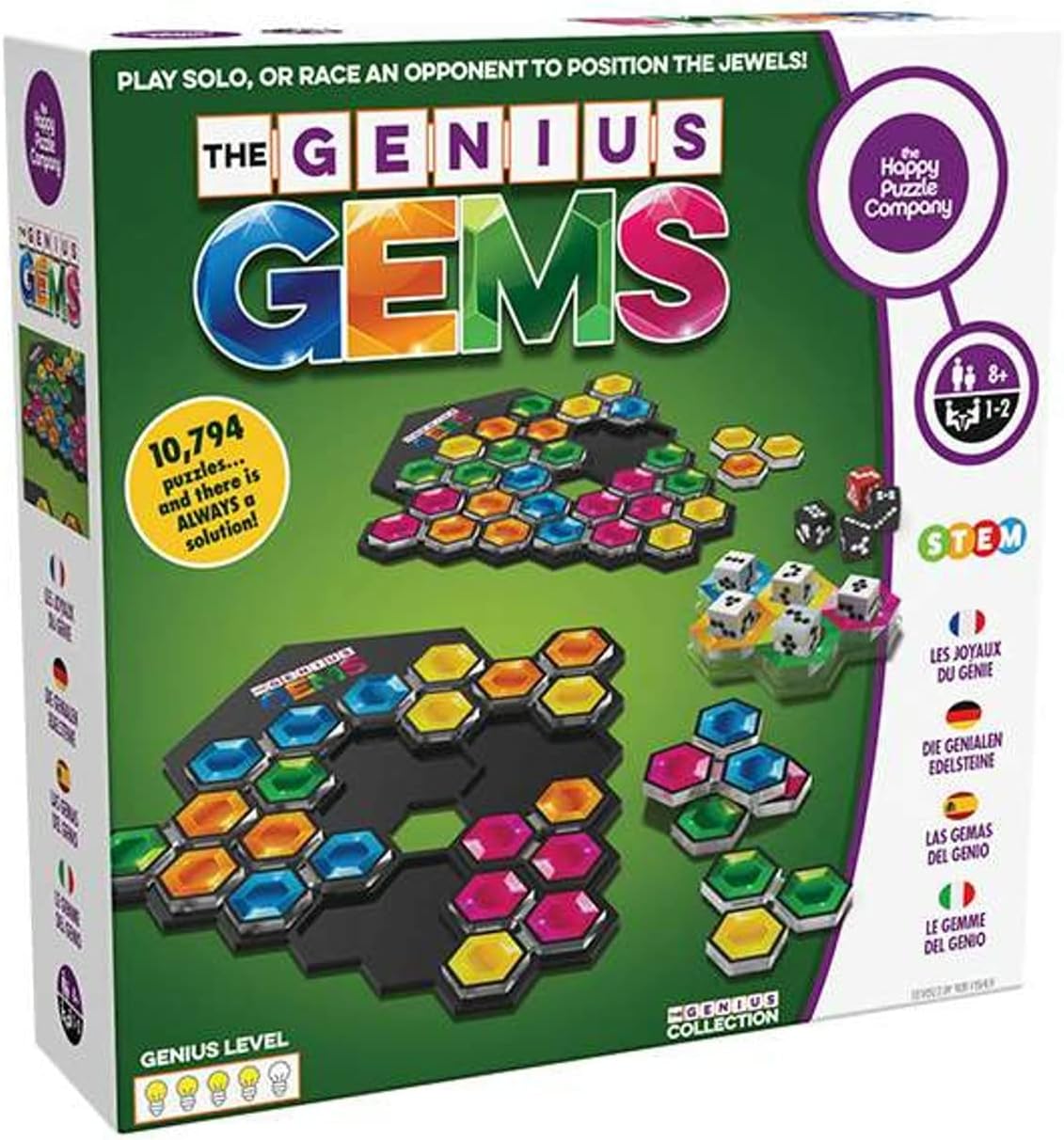 The Happy Puzzle Company The Genius Gems Game - 10,794 Puzzles - A Great Challenge for Friends and Family Board Game Night - Logic Puzzle Smart Games STEM Educational Learning Resources Ages 8+