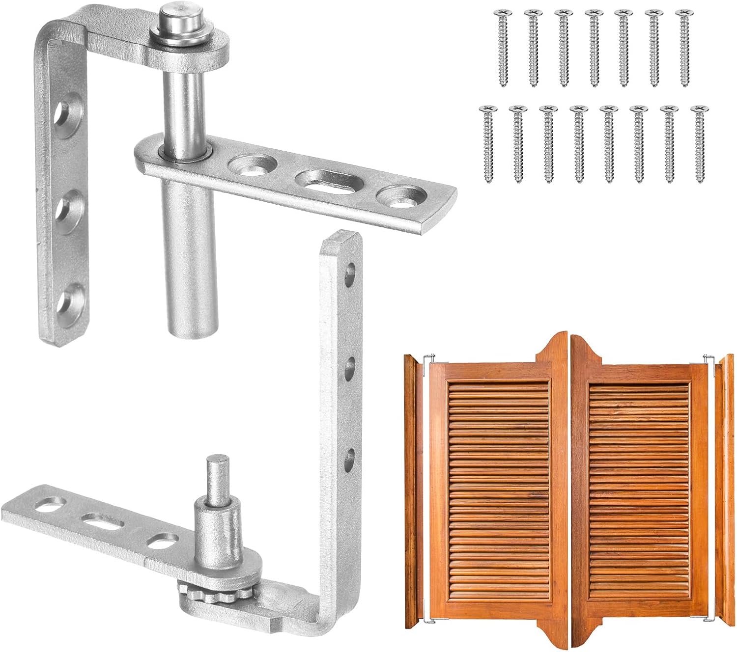 sourcing map 1 Set Heavy Duty Saloon Door Hinges, Self-Return Cafe Door Hinge 304 Stainless Steel Swinging Doors Hardware for 16mm Thick Doors, MIN, 11lbs Load Bearing