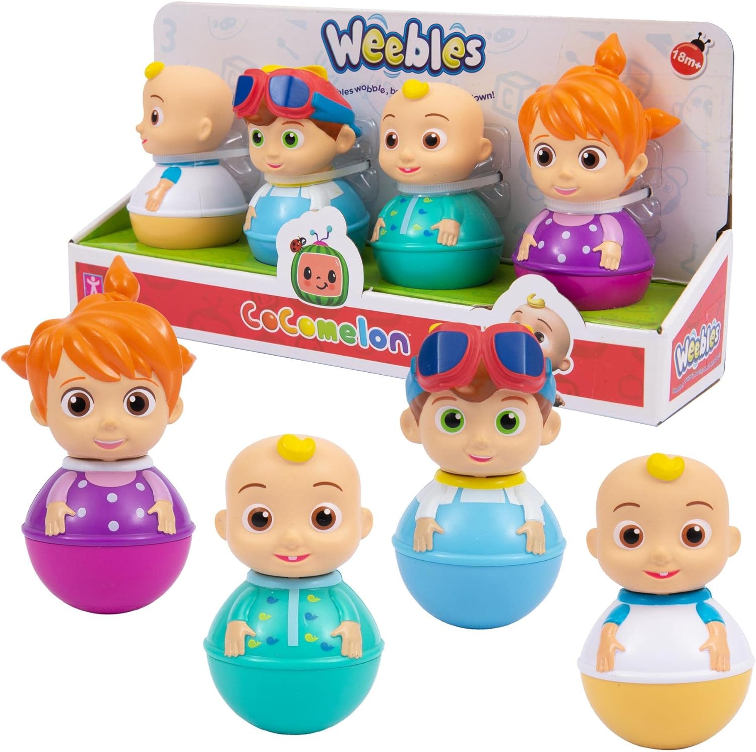 Giochi Preziosi CoComelon Weebles Early-Learning 7.5cm Play Figure Toys - Pack of 4 Characters