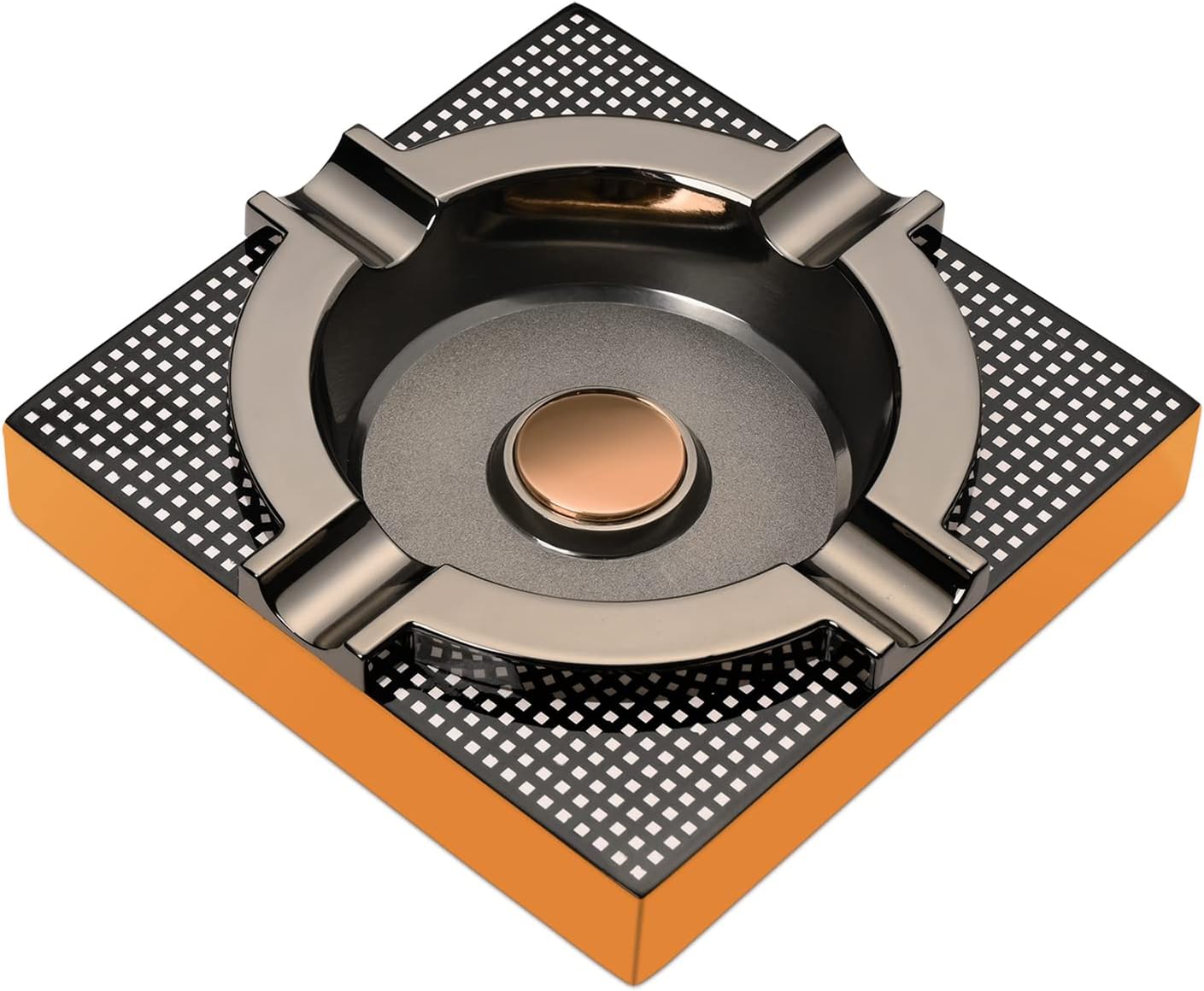 OILP Cigar Ashtray Metal Outdoor Cigar Cigarette Ashtray for Patio/Home Modern Table Cigar Ashtrays,Cigar Accessories Gifts for Men-(Square,Alloy)