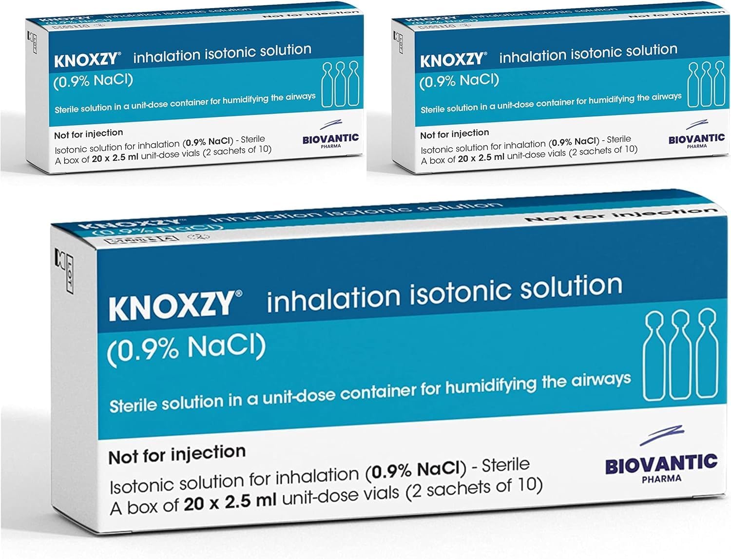 KNOXZY Isotonic Saline Solution 0.9% - Sodium Chloride NaCl - Inhalation Saline Solution for Humidifying The Airways Unit Dose Vials, Pharmaceutical Grade (Isotonic - 60 Vials)