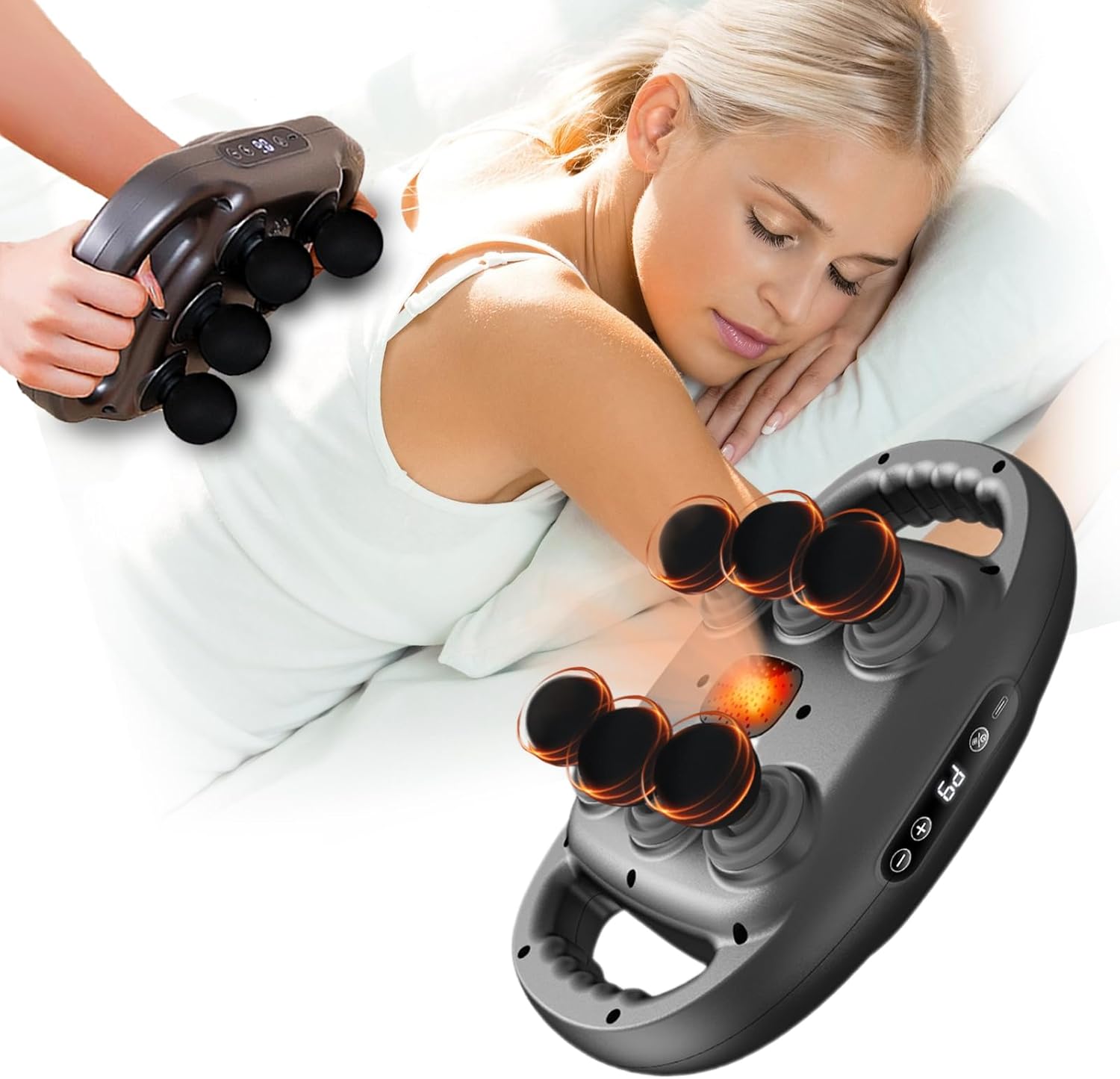 6 Head Massage Gun Deep Tissue with 9 Levels & 9 Modes, Electric Massager Tool for Legs, Arms, Waist, Back, Buttocks - Full Body Muscle Pain Relief, Ideal Gifts for Women, Men, Mom, and Dad
