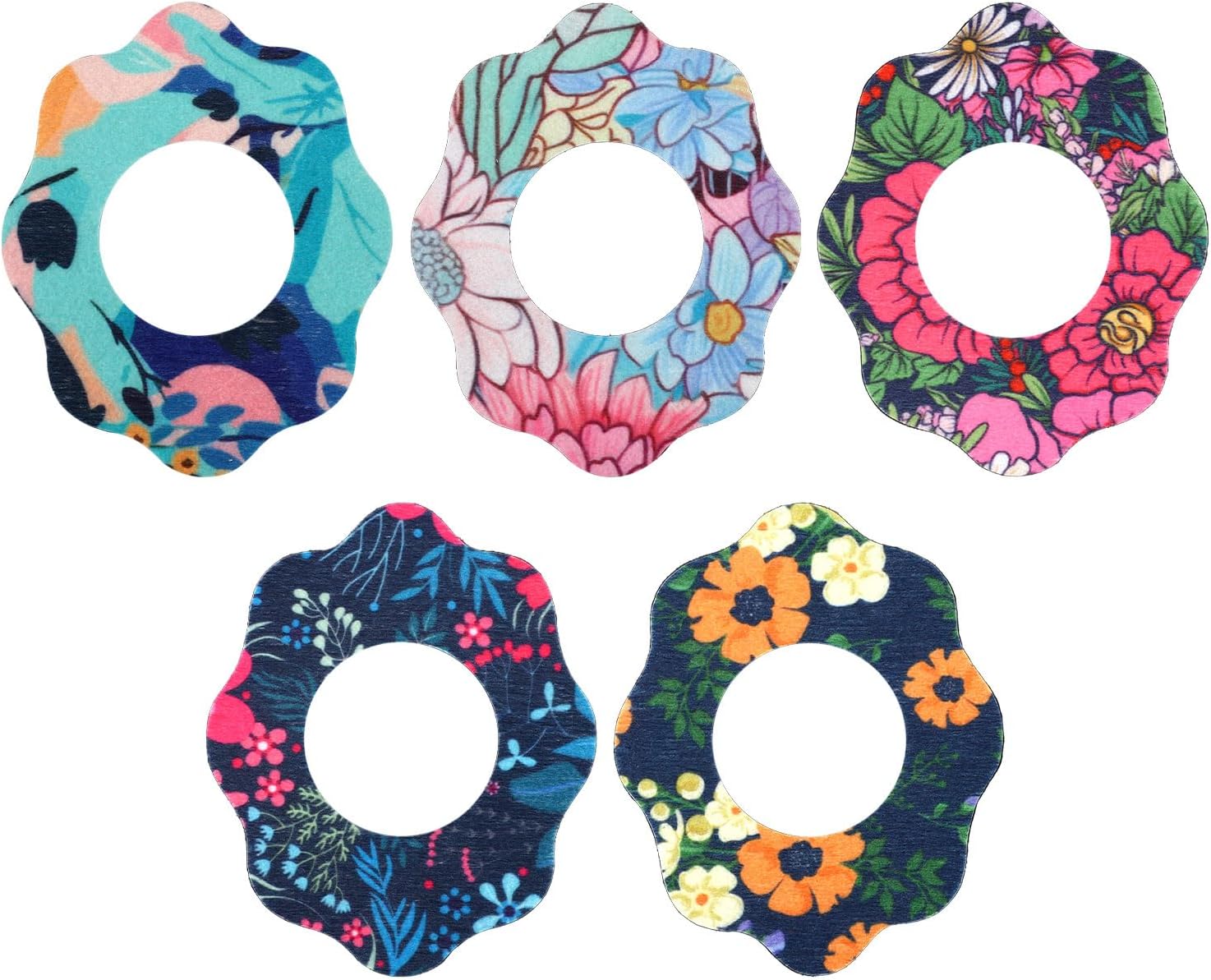 Tinoaly 25pcs Sensor Patches, Waterproof Sensor Adhesive Stickers Patches Flower Style CGM Monitor Covers Accessories for Freestyle Libre 2(5 Styles)