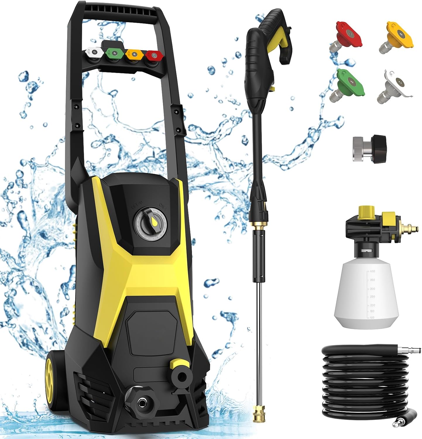 Electric Pressure Washer - 4200PSI Electric Power Washer with 20FT Hose, 35FT Power Cord, 4 Nozzles, High Pressure Washer for Cars, Fences, Patios, Driveways