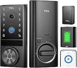 TCL D1 Max Security Video Smart Lock, 3-in-1 2K Camera, Doorbell & Fingerprint Keyless Entry Door Lock, WiFi Smart Door Lock with App Remote Control, PIR Motion Detection, Easy Installation, Auto Lock