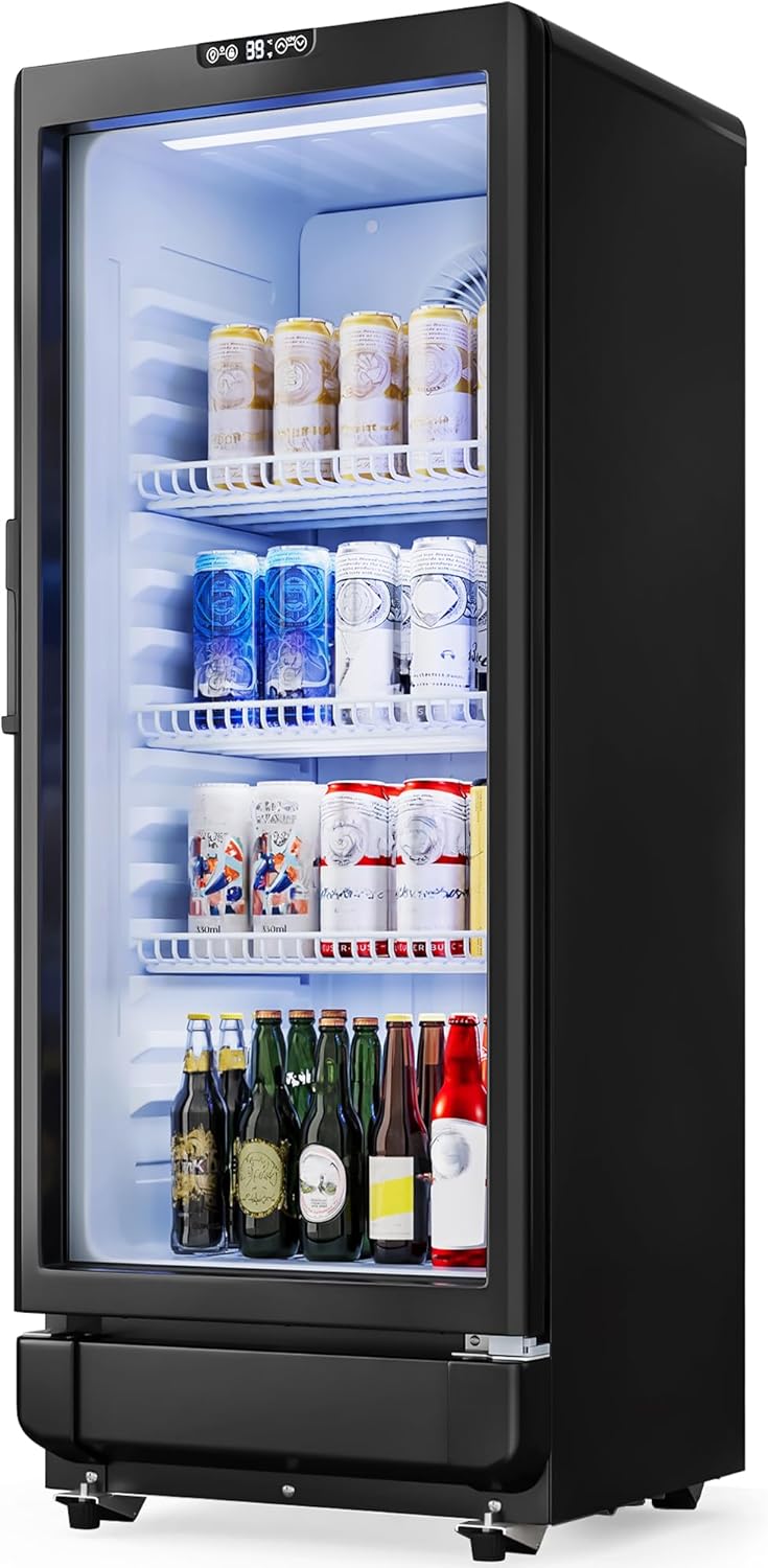 YITAHOME 6 CU.FT. Commercial Beverage Display Refrigerator with Single One Glass Door, Drink Beer Fridge Cooler for Office Garage Bar Gym with Locking, Led & 2 Keys