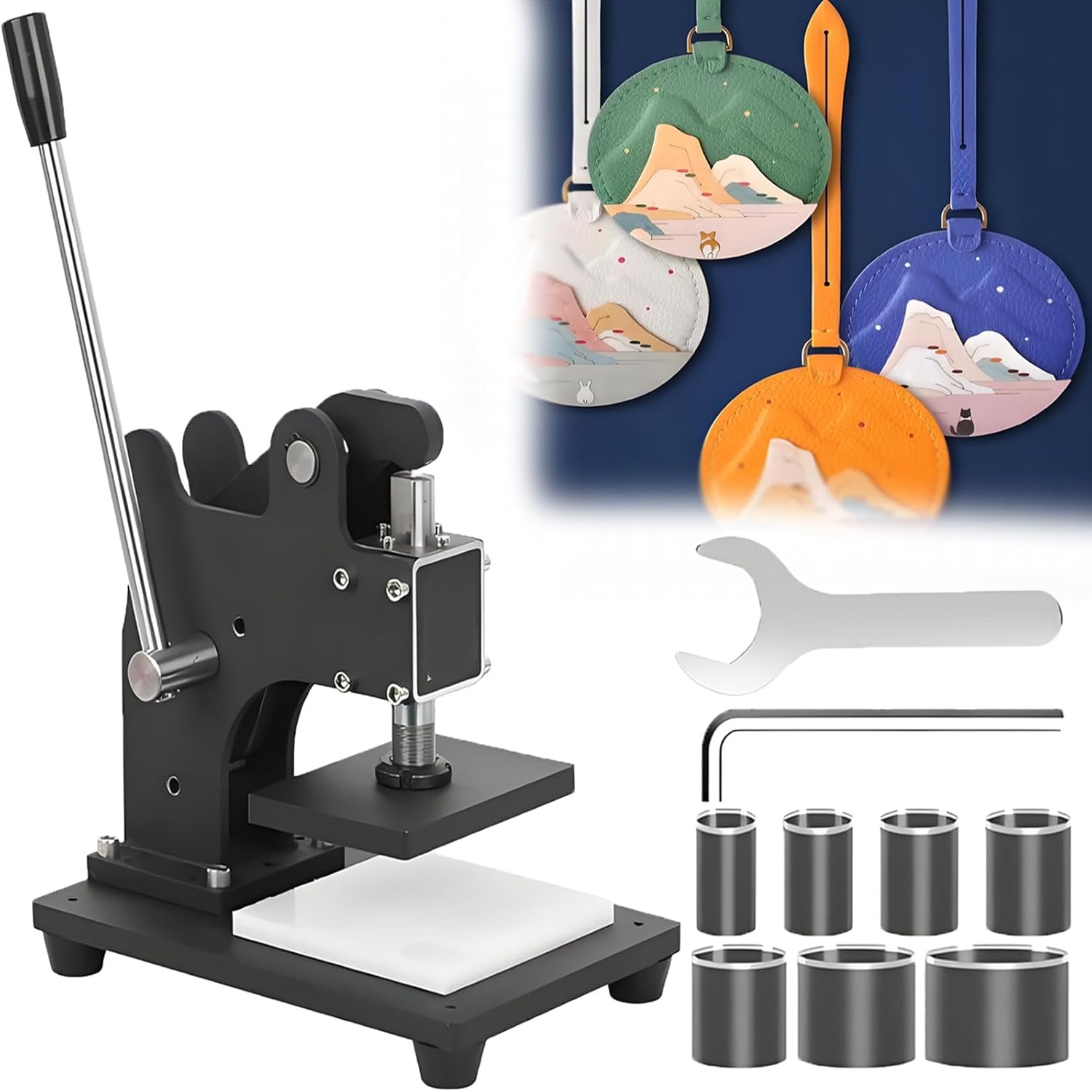 smafoseedding 7-In-1 Manual Leather Cutting Machine,Durable Round Leather Skiver Machine,Shock-Resistant 1.2t Load-Bearing Pressure,Cam Type Double Bearing,Used For Making Diy Round Leather Products