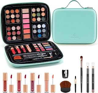 Color Nymph Beginner Makeup Kits Gift for Teens, Makeup Palettes with Reusable Handbag Includes 36 Colors Eyeshadow Blushes Bronzer Highlighter 4 Colors Lipgloss, Lip Oil Brushes Mint Green