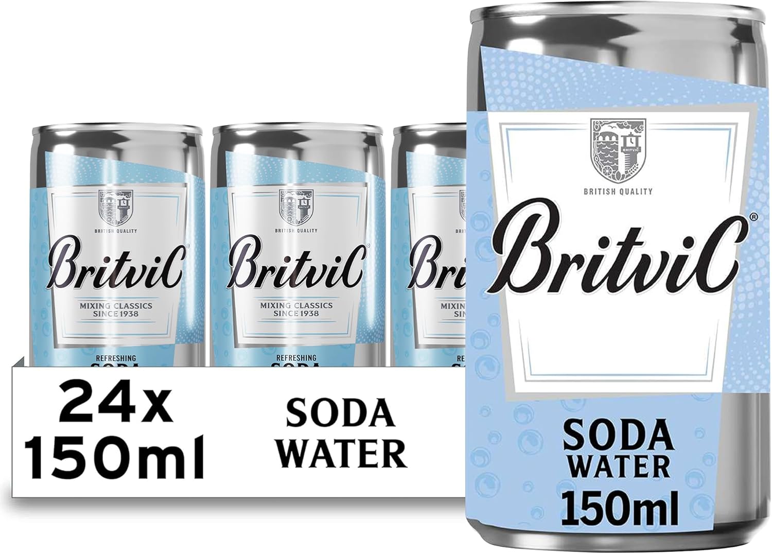 Britvic Soda Water, 24 x 150ml Can