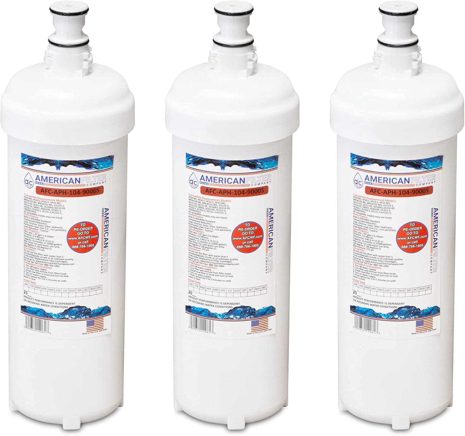 AFC Brand, water filter, Model # AFC-APH-104-9000S, Compatible with Aqua-Pure (R) HF20-S Filters 3-Filters