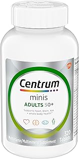 Centrum Minis Silver Multivitamin Tablet for Adults 50 Plus, Multimineral Supplement, Vitamin D3, B-Vitamins, Gluten Free, Non-GMO Ingredients, Supports Memory and Cognition in Older Adults - 320 Ct